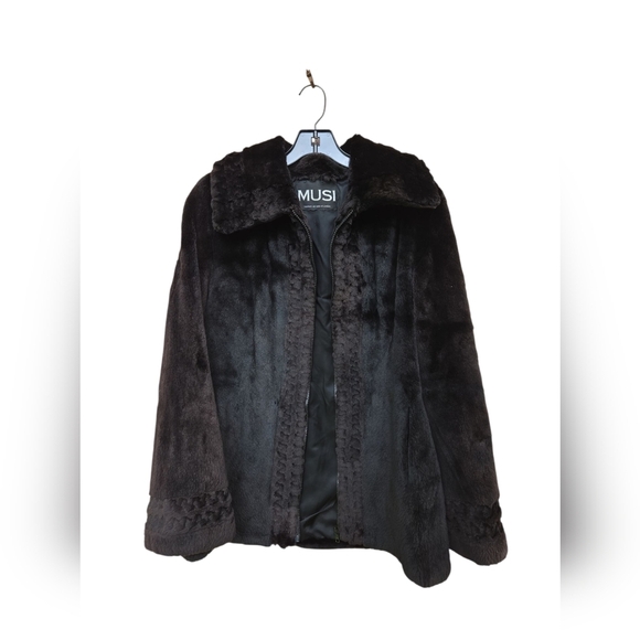Musi Women's Black Stephanie  Fur Coat Size 8 - Picture 1 of 7